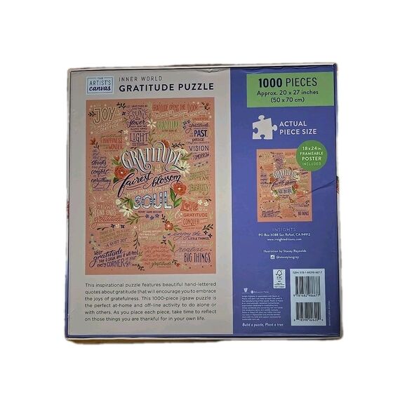 Artist Canvas Gratitude Jigsaw Puzzle - 1000 Pieces Pre-owned, Positive Message - Picture 2 of 4